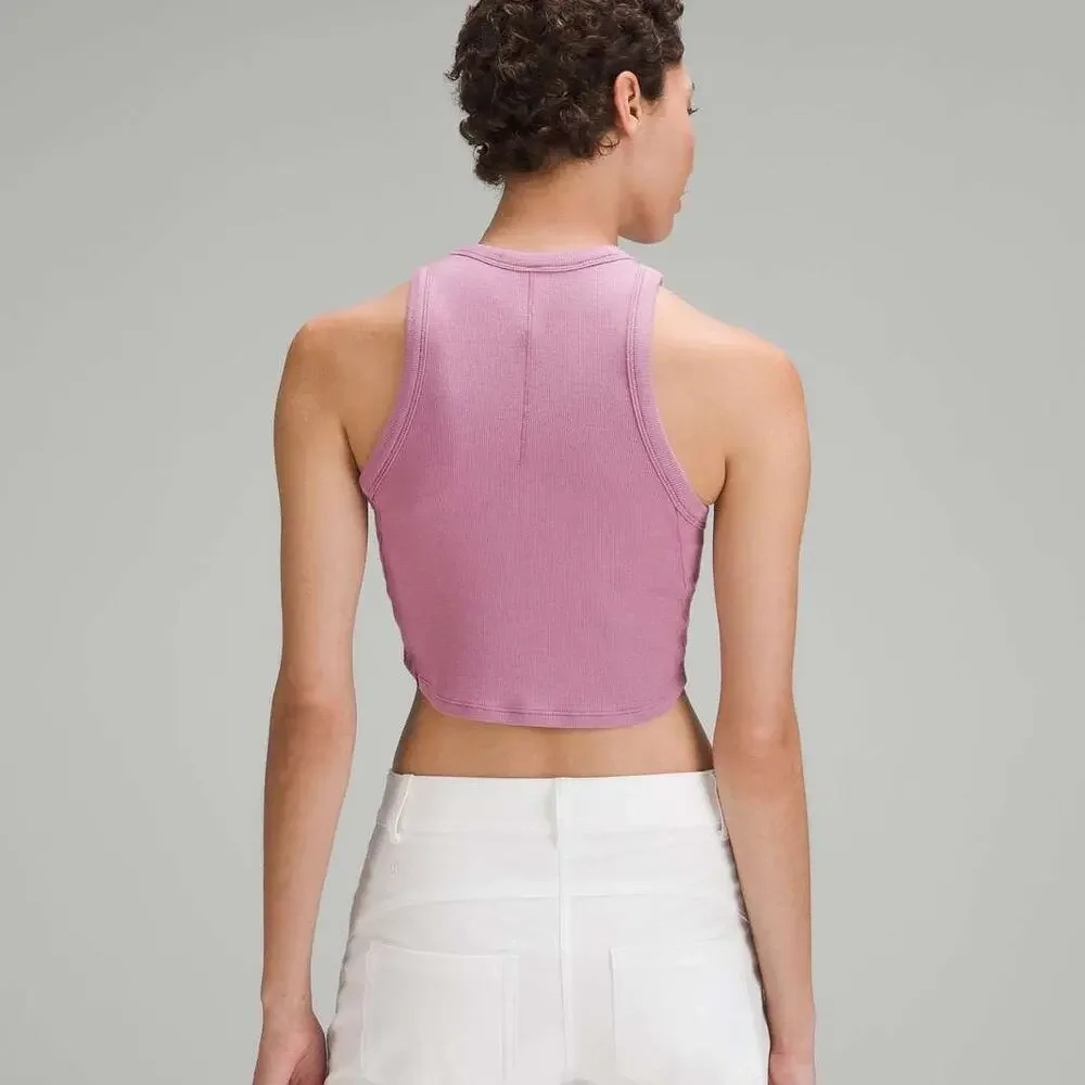 Lululemon Hold Tight Cropped Ribbed‎ Tank Top in Velvet Dust-pink Size 10